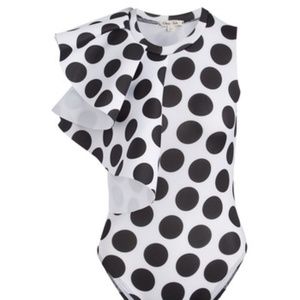 Black & White Polka Dot Ruffle Bodysuit